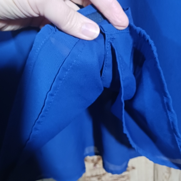 Julian Taylor 90s Y2k Cobalt Blue Chiffon Pleated Button Down Shirt Size… - Picture 3 of 7